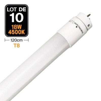 10 Tubes Neon LED 18W 120cm T8 Blanc Neutre 4500k Gamme Pro - 1940 - 7061119455405