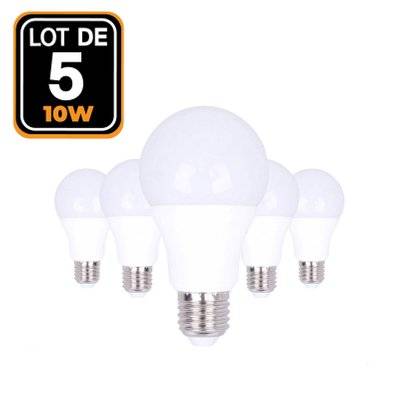 5 Ampoules LED E27 A60 10W 220V 3000K Blanc Chaud Haute Luminosité - 1192 - 7061111504354