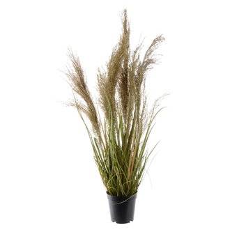 Tiges d'herbe artificielles avec plumes blanches 115 cm - Jardideco