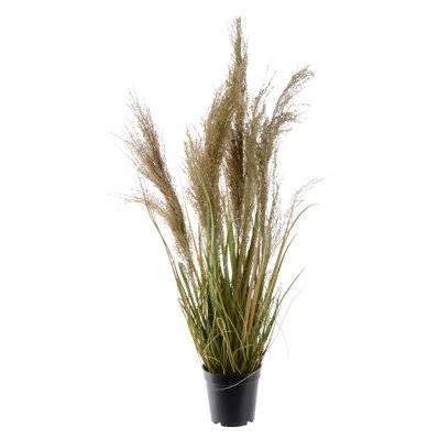 Tiges d'herbe artificielles avec plumes blanches 115 cm - Jardideco - 16473 - 8718532301053