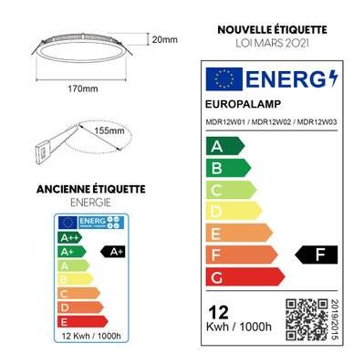 10 Spot Encastrable LED 12W Rond Extra-Plat Blanc Chaud 3000K - 869 - 7141143765326