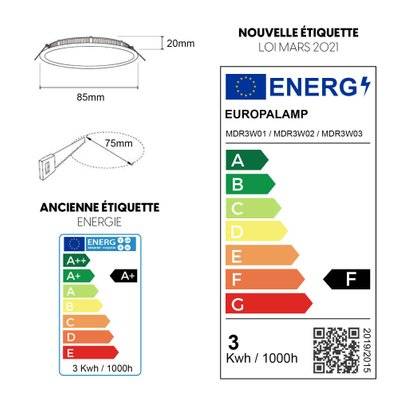 10 Spot Encastrable LED 3W Rond Extra-Plat Blanc Froid 6000K - 854 - 7141143764855