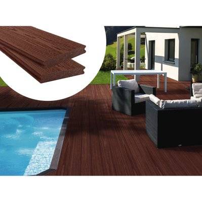 Pack 5 m² - Lames de terrasse composite co-extrudées - Marron - 97634 - 3700746463547