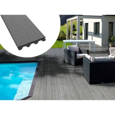 Pack 5 m² - Lames de terrasse composite pleines - Gris - 97806 - 3700746464117