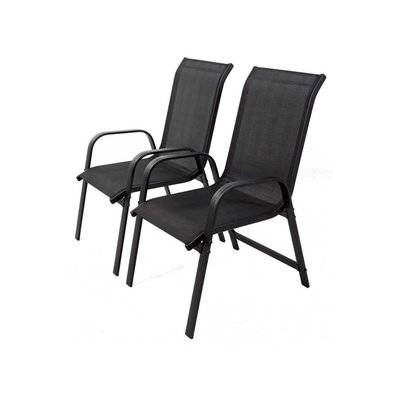 Lot de 2 fauteuils de jardin "Porto" alu/textilène - Noir - 86535 - 3700746446090