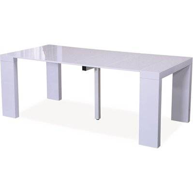 Table repas extensible "Dina" - 200/40 x 94 x 75 cm - Blanc laqué - 68050 - 3700746426061