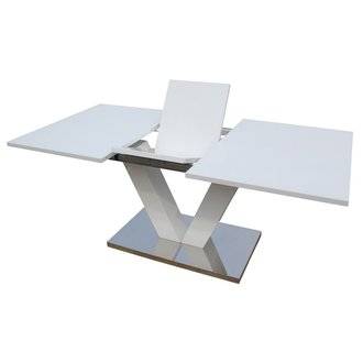 Table repas extensible "Lora" - Dimensions : 140/180 x 90 x 75 cm - Blanc laqué