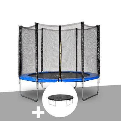 Kit trampoline Jardideco Cronos Ø 3,66 m Bleu + Bâche de protection - 23986 - 3665872025239