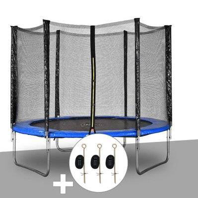 Kit trampoline Jardideco Atlas Ø 2,44 m Bleu + Kit d'ancrage - 23974 - 3665872025352