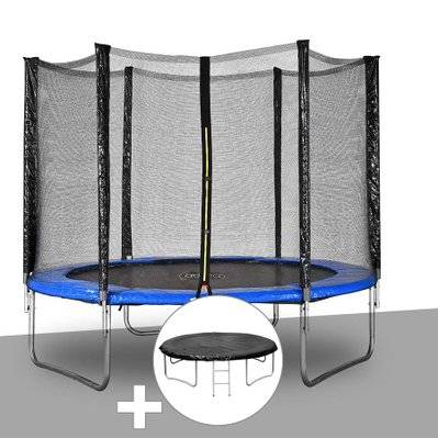 Kit trampoline Jardideco Atlas Ø 2,44 m Bleu + Bâche de protection - 23972 - 3665872025376