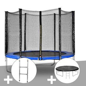 Kit trampoline Jardideco Atlas Ø 2,44 m Bleu + Echelle + Bâche de protection