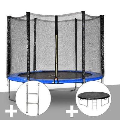 Kit trampoline Jardideco Atlas Ø 2,44 m Bleu + Echelle + Bâche de protection - 23970 - 3665872025390