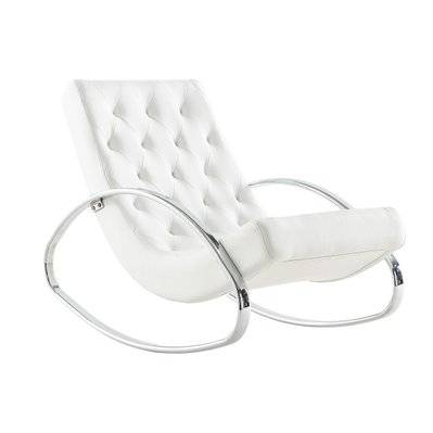Rocking chair design blanc et acier chromé CHESTY - - 22109 - 3662275036237