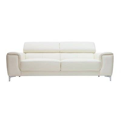 Canapé design avec têtières ajustables 3 places cuir blanc et acier chromé NEVADA - 23190 - 3662275041934