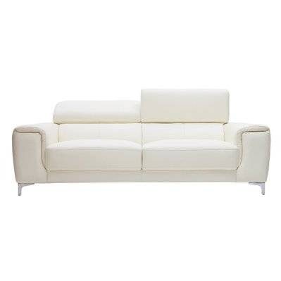 Canapé design avec têtières ajustables 3 places cuir blanc et acier chromé NEVADA - - 23190 - 3662275041934