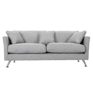 Canapé design 3 places en tissu gris clair et acier chromé  VOLUPT - - 33270 - 3662275063929