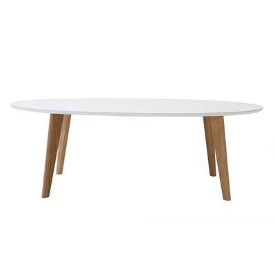 Table basse ovale scandinave blanc et bois clair chêne L120 cm EKKA - L120xP60xH40 - 37406 - 3662275065701