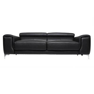 Canapé design avec têtières ajustables 3 places en cuir noir et acier chromé NEVADA - - 33779 - 3662275064605