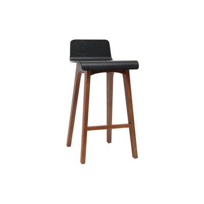 Chaise de bar scandinave noir et bois foncé H65 cm BALTIK - L39.5xP44xH77.5 - 46490 - 3662275105582