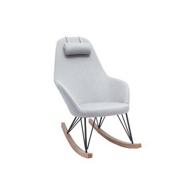 Rocking chair scandinave en tissu gris, métal noir et bois clair JHENE - L67xP108xH107 - 36332 - 3662275065619