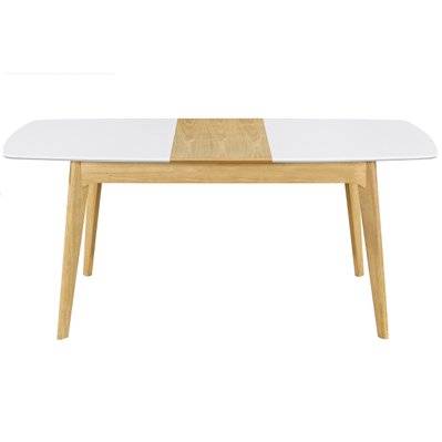 Table extensible rallonges intégrées rectangulaire blanc et bois L140-180 cm MEENA - L140xP90xA75 - 45035 - 3662275100815