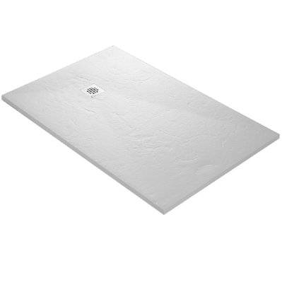 Receveur de douche blanc 180 x 90 cm en résine aspect ardoise - grille carrée - RC18090SLATE-9010 - 3700797506859