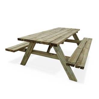 Table de pique-nique 180 cm avec bancs rabattables en bois. 6 places -