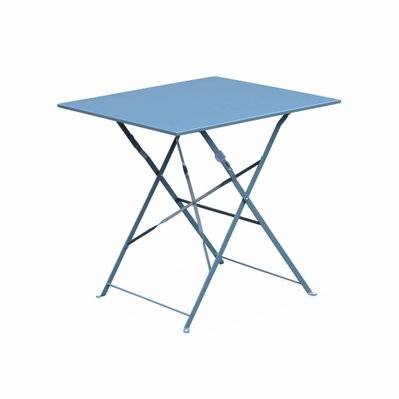 Table jardin bistrot pliable - Emilia carrée bleu grisé- Table carrée 70x70cm en acier thermolaqué - 3760287180242 - 3760287180242