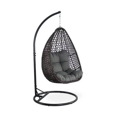 Chaise suspendue fauteuil œuf balancelle avec coussin intérieur/extérieur  gris