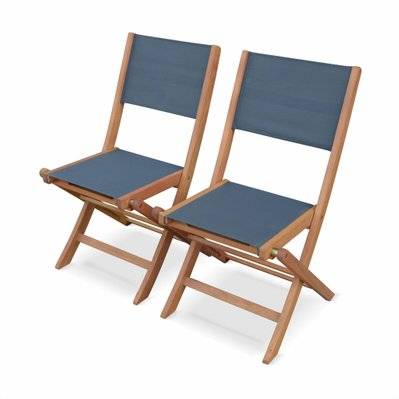 Chaises de jardin en bois et textilène - Almeria Gris anthracite - 2 chaises pliantes en bois d'Eucalyptus  huilé et textilène - 3760247263763 - 3760247263763