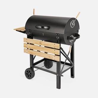 Barbecue fumoir américain charbon de bois - Serge noir - Avec aérateurs - Récupérateur de cendres