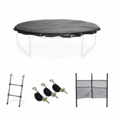 Pack accessoires pour trampoline Ø 250cm Pluton/Gémeaux/Pluton INNER - Échelle. bâche de protection. filet de rangement. - 3760247265965 - 3760247265965