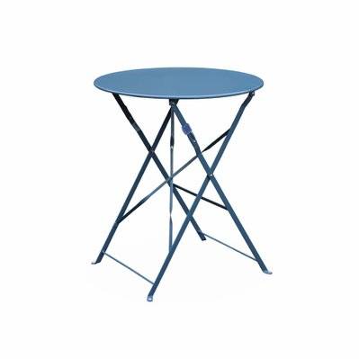 Table de jardin bistrot pliable - Emilia ronde bleu grisé- Table ronde Ø60cm en acier thermolaqué - 3760287180198 - 3760287180198