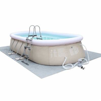 Kit piscine géante complet - Onyx grise - autoportante ovale 5.4x3m avec pompe de filtration. bâche de protection. tapis de sol - 3760216537789 - 3760216537789