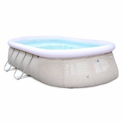 Kit piscine géante complet - Onyx grise - autoportante ovale 5.4x3m avec pompe de filtration. bâche de protection. tapis de sol - 3760216537789 - 3760216537789