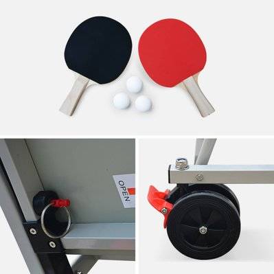 Table de ping pong OUTDOOR bleue - table pliable avec 2 raquettes et 3 balles pour utilisation extérieure - 3760247262377 - 3760247262377