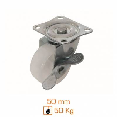 Roulette pivotante à frein en polypropylène - 50 mm - 50 kg - 112547 - 5024763076343