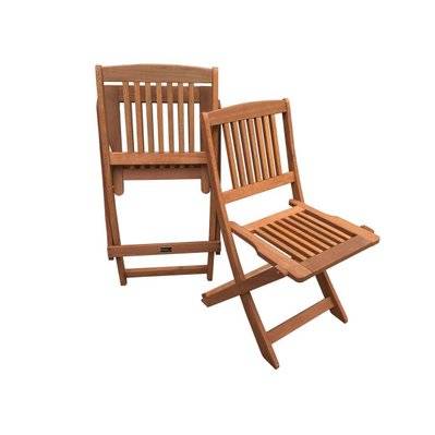 Lot de 2 chaises jardin pliante en bois exotique "Hongkong" - Maple - Marron clair - 54664 - 3700746457058
