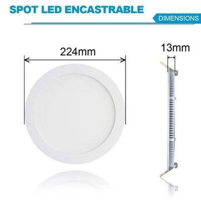 Spot Encastrable LED 18W Rond Extra-Plat Blanc Neutre 4500K - 503 - 7061118001672