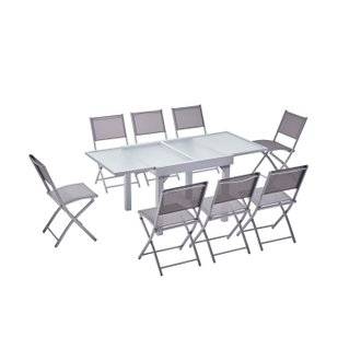 Table de jardin extensible en aluminium Molvina 8 + 8 chaises - 8 personnes