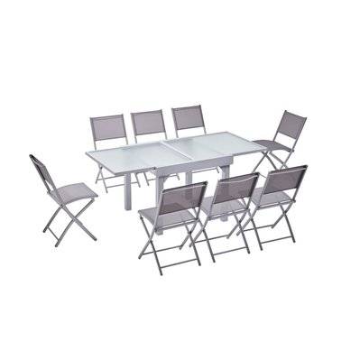 Table de jardin extensible en aluminium Molvina 8 + 8 chaises - 8 personnes - 212020 - 3662819237861