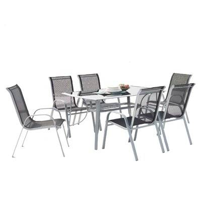 Ensemble table en aluminium + 6 chaises en acier Alassio 6 - 198431 - 3662819101537