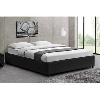 Lit Kennington - Structure de lit Noir avec coffre de rangement intégré -160x200 cm