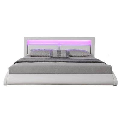 Cadre de lit en PU blanc avec LED intégrées 160x200cm BRIXTON - 185189 - 3663295287562