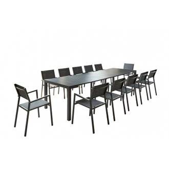 Olhao - Console extensible aluminium + 12 chaises