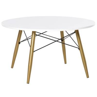 Table basse ronde design scandinave blanc bois - 833-552 - 3662970044414