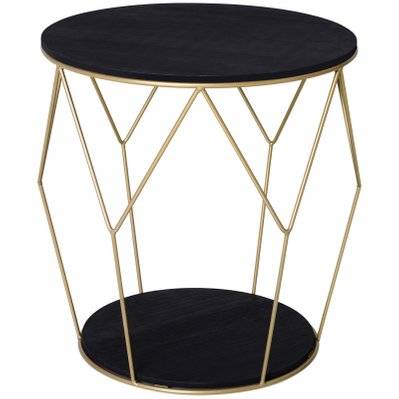 Table basse ronde design style art déco noir doré - 833-733 - 3662970062777