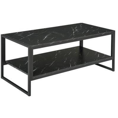Table Basse Style Moderne avec 2 Étagères 106 x 50 x 47 cm Noir - 833-821BK - 3662970072660