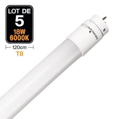 5 Tubes Neon LED 18W 120cm T8 Blanc Froid 6000K Gamme Pro - 1942 - 7061119506961