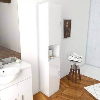 Colonne meuble de salle de bain blanc 35cm - THRIFTY 35 - LAV293 - 6937289090764